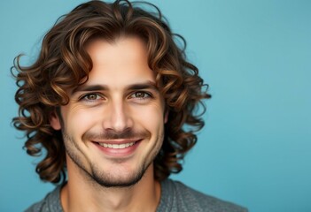 Wall Mural - Portrait of a man with long hair and a subtle smile