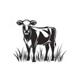 © lestari - Standing calf in grass vector image with white background for agricultural use