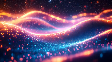 Wall Mural - abstract futuristic background with glowing neon wave lines, generative ai, technology, digital abst