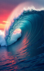 ocean wave and waves, sea, water, ocean, sky, wave, blue, nature, cloud, sun, clouds, horizon, waves