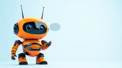 Aufkleber - Cute orange robot with speech bubble, ready to communicate.