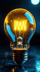 Canvas Print - Glowing lightbulb with bright filament. AI.