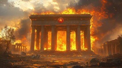 Burning Temple of the North Korean Star: A Digital Depiction of Destruction