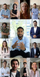 © fizkes - Vertical videos collage view, diverse people look at cam listen African male make speech, using videoconference application for distancing on-line communication by business, counselling, negotiations