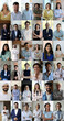 © fizkes - Vertical footages collage view diverse generation, ethnicity and occupation people pose at home or office smile staring at camera look confident and happy. E-dating services app for singles, lifestyle