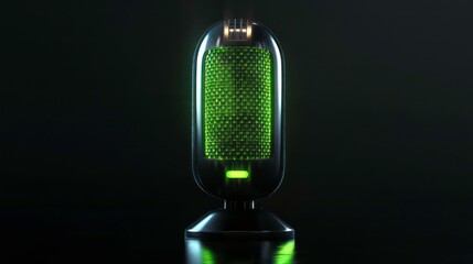 Aufkleber - Futuristic green glowing device on dark background.