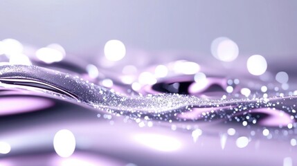 Wall Mural - A dreamy abstract image featuring purple and white sparkle particles on a smooth, flowing background, evoking a serene and magical atmosphere.