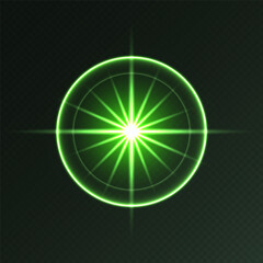 Wall Mural - green light flare, glowing shiny sparkle, lens flare effect, bright glimmering glare. vector illustr