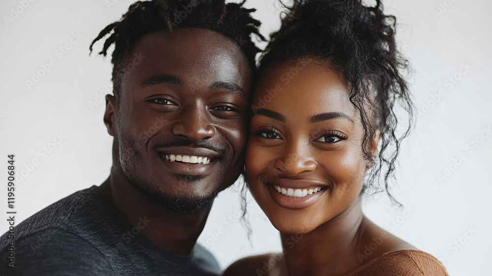 Closeup portrait of happy smiling young black african american couple ...