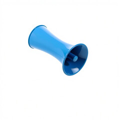 Wall Mural - A cone shaped megaphone in bright blue, isolated on a white background.