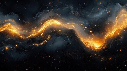 Wall Mural - Cosmic Nebula with Fiery Energy Trails Across Dark Space