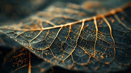 A close-up of intricate leaf veins, capturing the beauty of naturea??s design