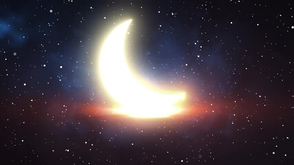 Wall Mural - Animation of a glowing crescent moon in the night sky