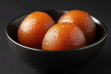 Sticker - Three small orange balls in a black bowl. The bowl is empty