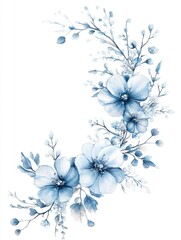 Poster - An elegant blue peacock feather floral design.