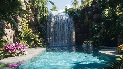 Wall Mural - Luxury Waterfall Pool Paradise Tropical Getaway Escape