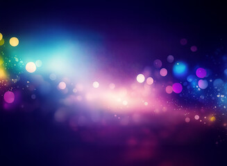 Wall Mural - vibrant, swirling bokeh lights in a dark background. colors blend from teal, blue, pink, and purple,