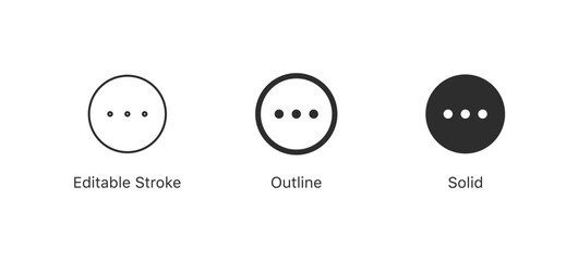 Fototapete - details, more icon dots symbol. editable stroke outline style for app user interface and web vector elements