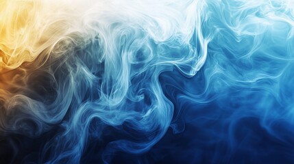Wall Mural - Abstract swirling blue and gold smoke.