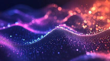Wall Mural - abstract colorful wave of glowing particles.