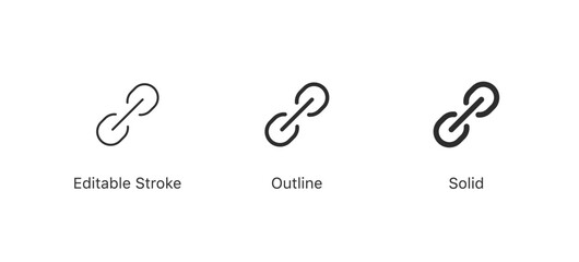 Leinwandbilder - Link icon, attach link sign icon . internet url icon symbol . connection, attachment, connect, hyperlink icons button. editable stroke outline style for app user interface and web vector elements