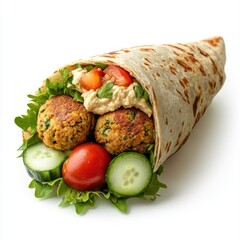 Wall Mural - Vegetarian Chickpea Falafel Wrap with Hummus