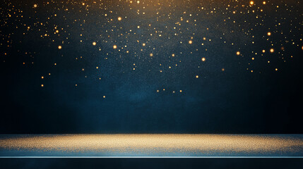 golden stardust: a mesmerizing backdrop of a dark, moody blue canvas sprinkled with golden stardust,