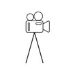 © Сергей Полякевич - Film camera icon. Retro camera vector. Tripod video symbol. Black outline style.
