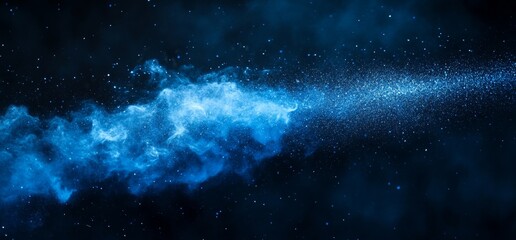 Wall Mural - Blue cosmic dust and nebula cloud streak in space.