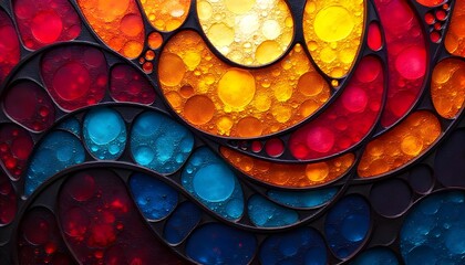 Fototapete - A vibrant abstract stained glass design, featuring bold colors and rich textures that create a dynamic and captivating visual effect, reminiscent of intricate art pieces