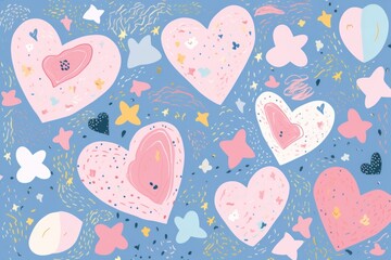 Wall Mural - Star and heart pattern backgrounds celebration.