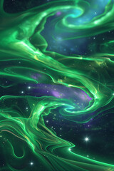 Wall Mural - green nebula clouds swirling in the vastness of space