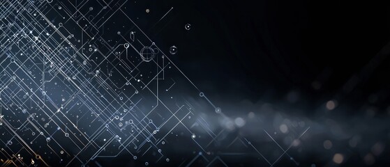 Abstract digital network flowing, dark background, bokeh lights, tech website banner