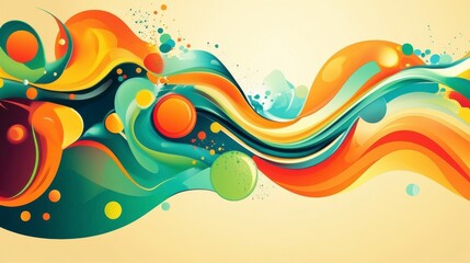 Wall Mural - a colorful retro vector banner that features abstract liquid motion shapes.