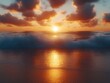 © Dion - Vibrant sunset over ocean waves.