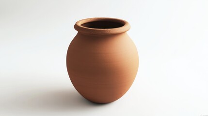 Wall Mural - Terracotta Jar on White Background