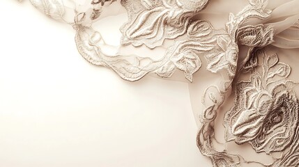  Elegant Beige Lace Fabric Draped on a Soft Background