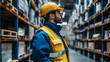 © sarinya - Warehouse Worker in Safety Gear, employee, logistics, industry, manufacturing, storage