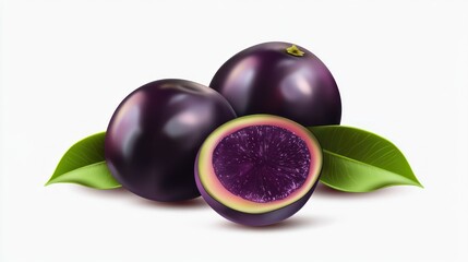 Wall Mural - Juicy Purple Fruits with Leaves