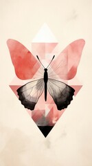 Poster - Butterfly insect animal pink.