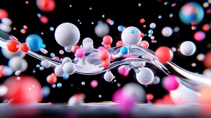 Canvas Print - Colorful Spheres in Dynamic Fluid Motion