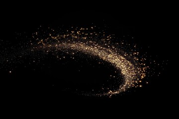 Wall Mural - golden glitter swirl on black