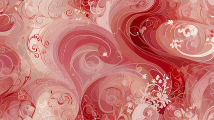 Wall Mural - A vibrant abstract illustration featuring swirls and soft gradients of pink, red, and white