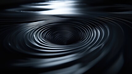 Wall Mural - dark abstract vortex with spiraling light trails and contrasting shadows, creating an illusion of de