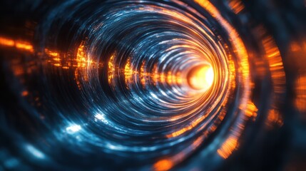 Wall Mural - dark abstract vortex with spiraling light trails and contrasting shadows, creating an illusion of de