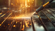 © Thiago - Pressure washer cleaning wooden deck with water droplets and dirt flying, pressure washer, blasting. Blazetide. Illustration