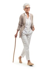 Poster - Senior adult walking women white.