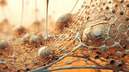 Abstract Cellular Structure: Beige and Gold Organic Network