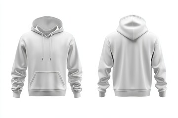 Wall Mural - White hoodie mockup, front and back views, isolated on white background. (18)