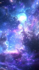 Wall Mural - sparkling stars ascending from a cosmic nebula in the sky seamless looping overlay 4k virtual video 